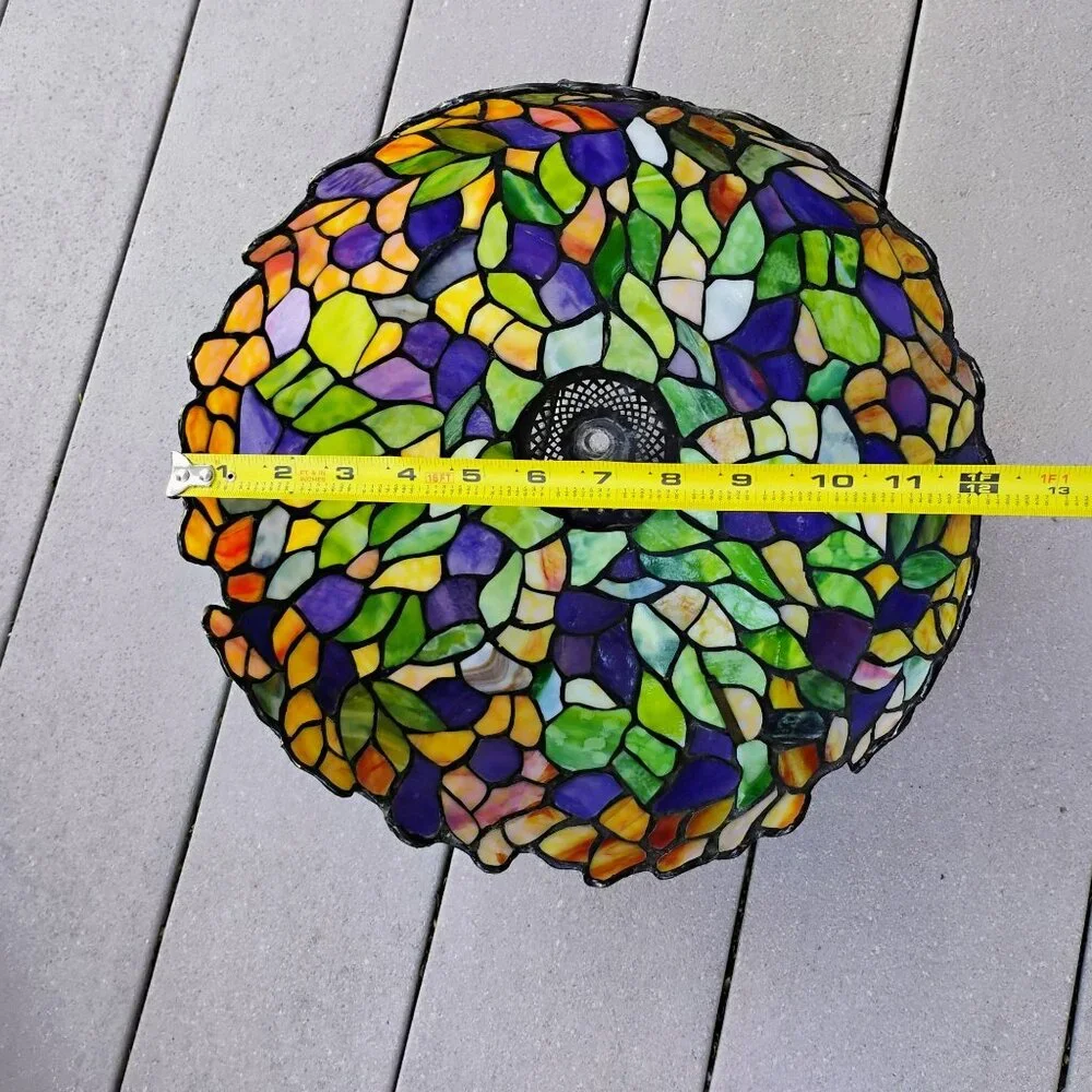 Vintage Dale Tiffany Stained Glass Lamp Shade, Signed 12
